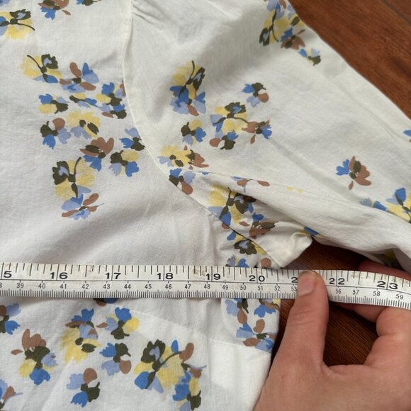 Talbots Womens Pleated Trim Floral Shirt 100% cotton Sz Large - Picture 4 of 7